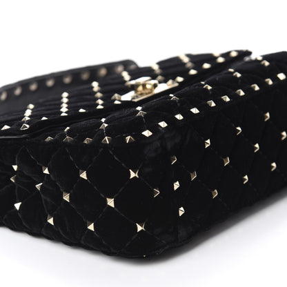 Valentino Garavani Velvet Medium Rockstud Spike Shoulder Bag Black 6 of 10