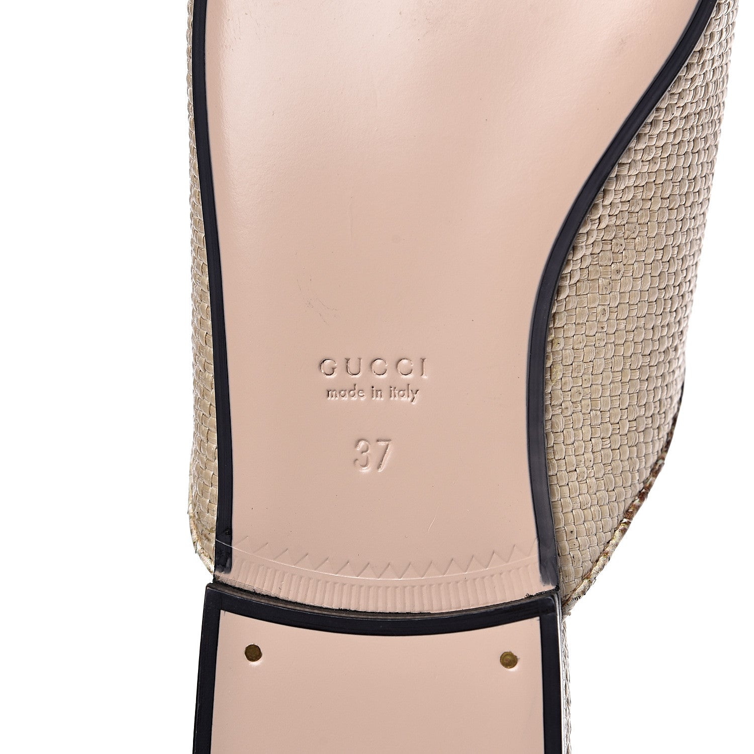 Gucci Straw Elaphe Womens Princetown Slippers 37 Natural Cream Brown 7 of 9
