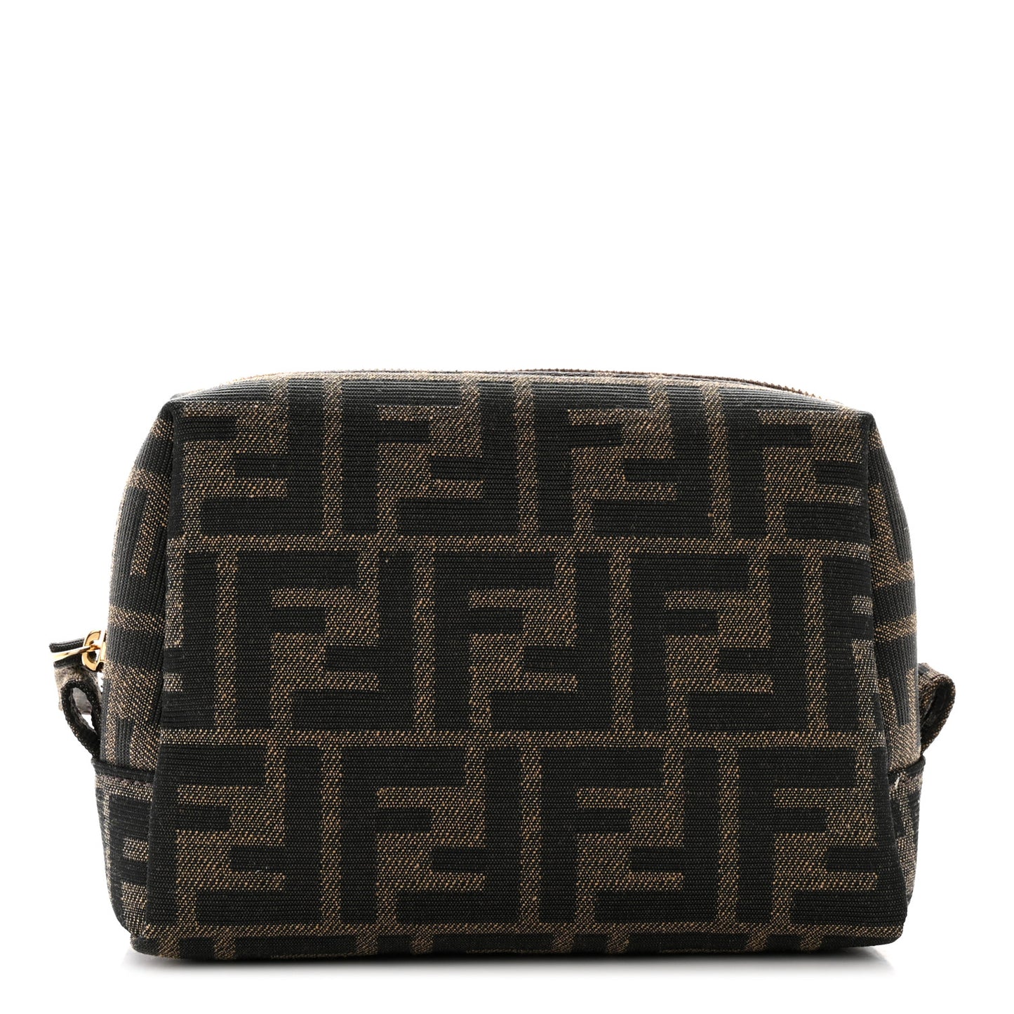 Fabric Jacquard FF 1974 Small Trapezoid Beauty Pouch Tobacco Moro Black