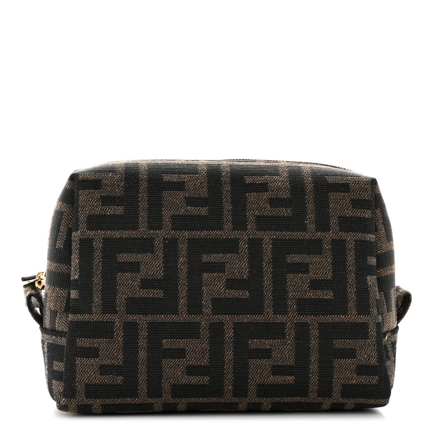 Fendi Fabric Jacquard FF 1974 Small Trapezoid Beauty Pouch Tobacco Moro Black 1 of 9