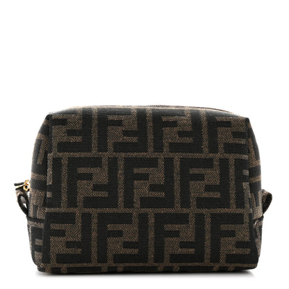 Fendi Fabric Jacquard FF 1974 Small Trapezoid Beauty Pouch Tobacco Moro Black 1 of 9