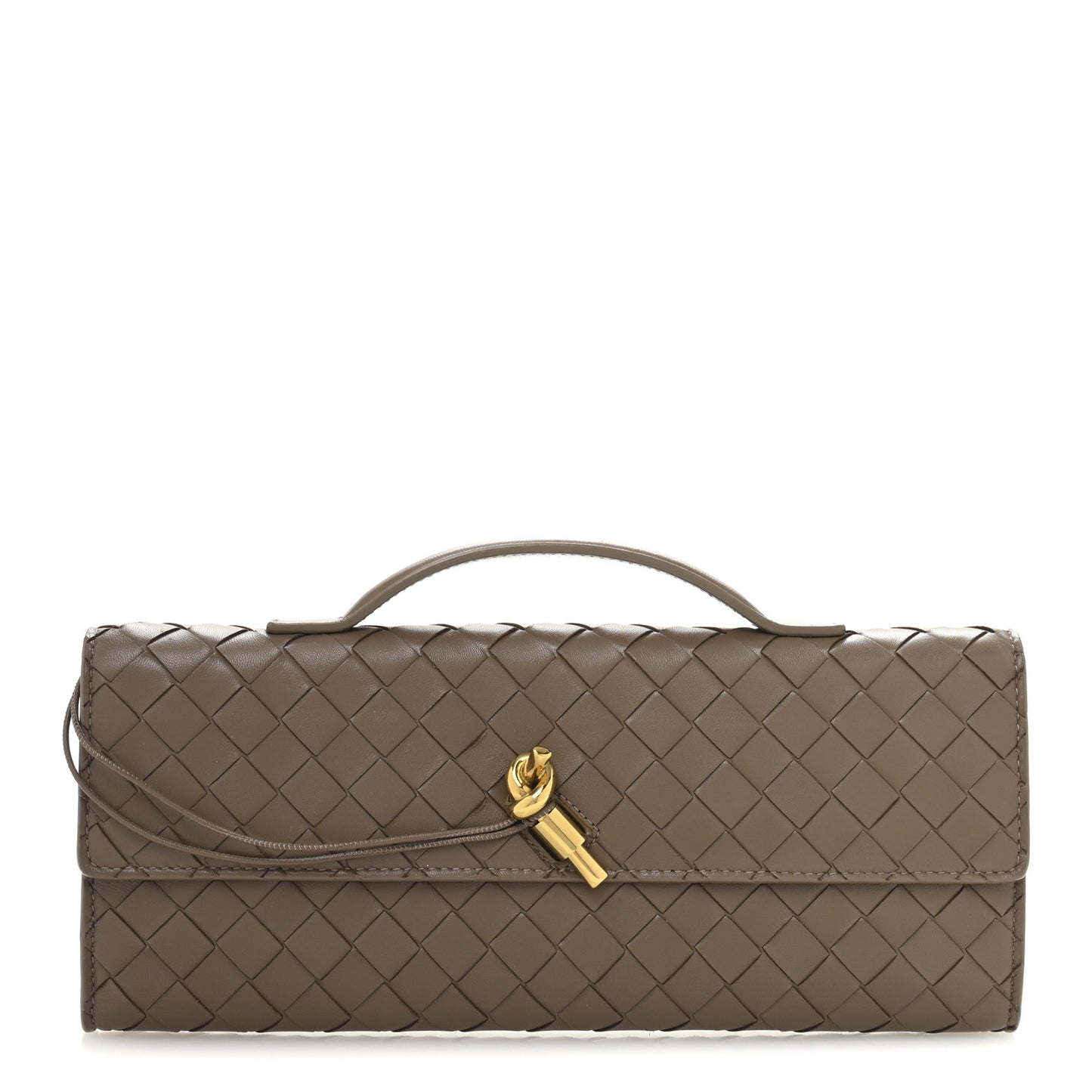Nappa Intrecciato Long Andiamo Top Handle Clutch Pinecone