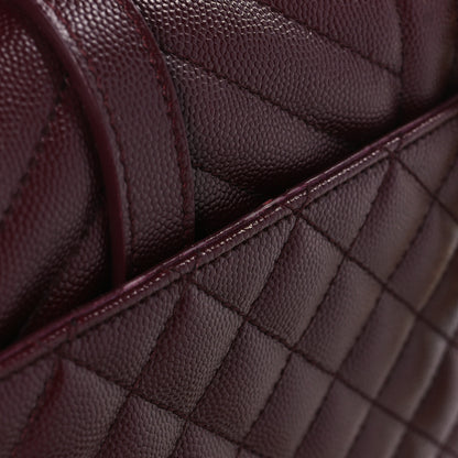 Saint Laurent Grain De Poudre Textured Mixed Matelasse Medium Triquilt Monogram Satchel Rouge Legion 3 of 11