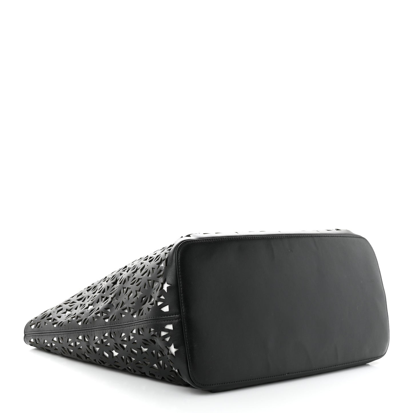 Calfskin Lazer Cut Large Antigona Tote Black White