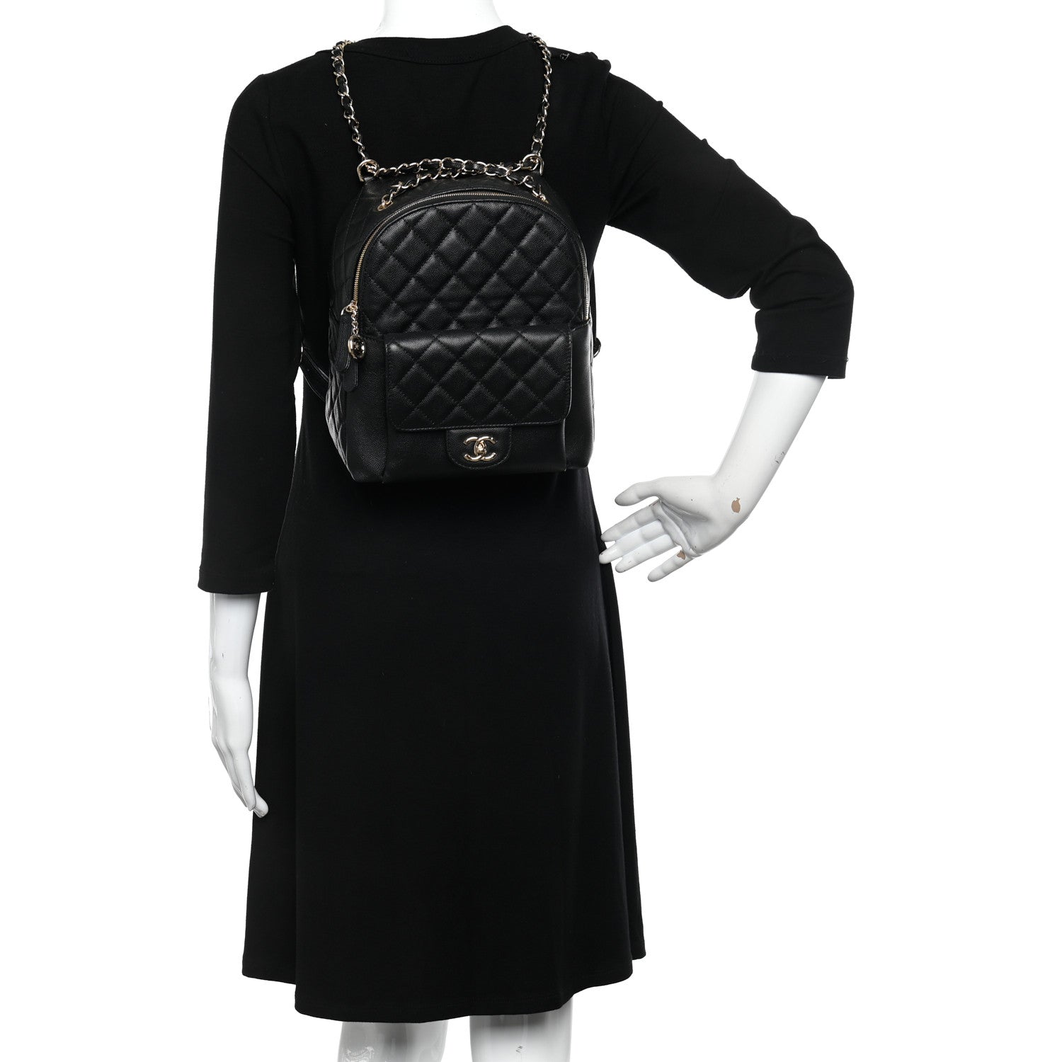 Chanel Caviar Quilted Medium Zip Around Backpack Black 2 of 10