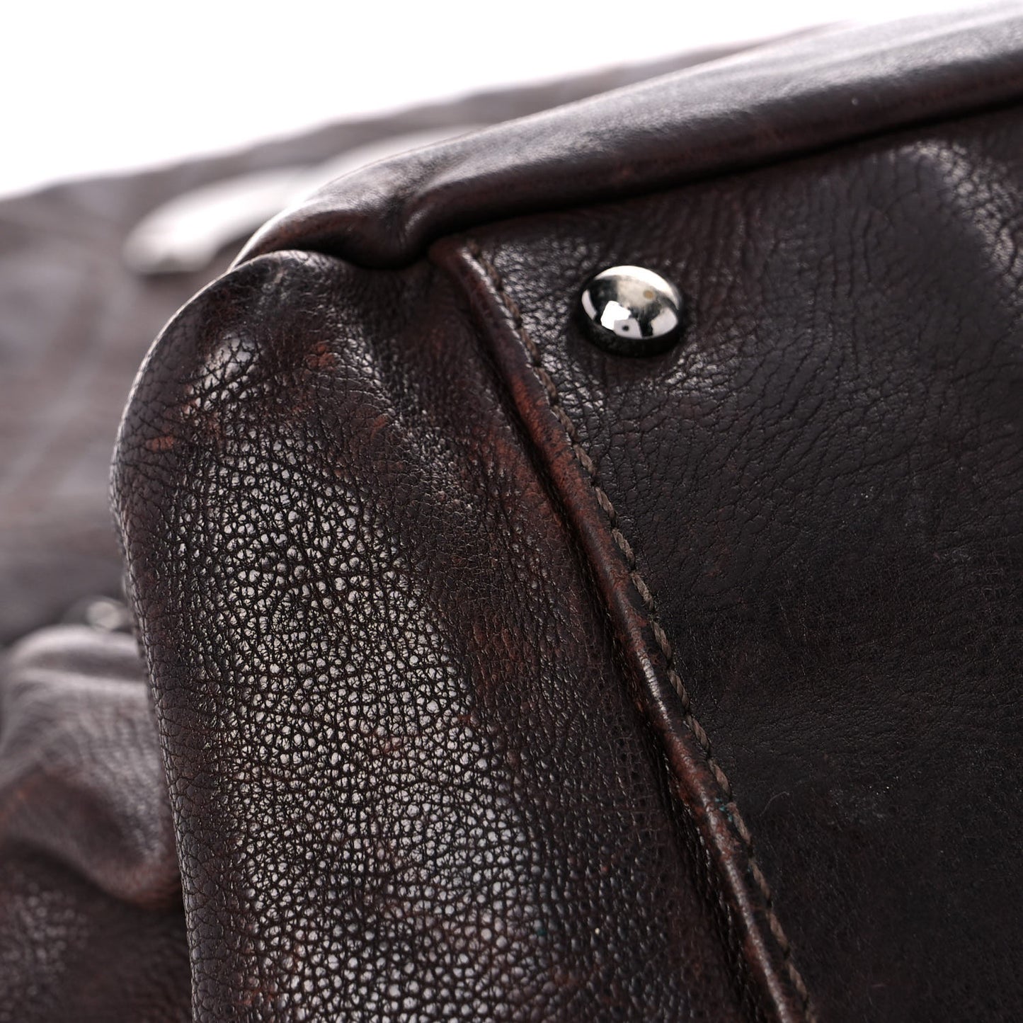 Calfskin Diamond Stitch Accordion Flap Brown