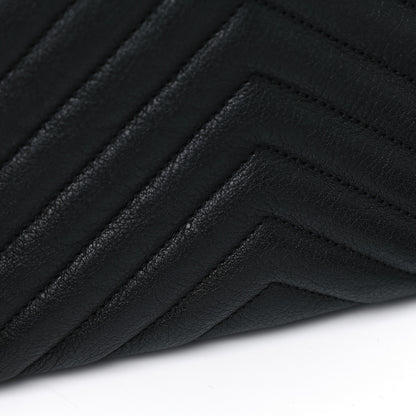 Saint Laurent Sheepskin Matelasse Chevron Monogram Medium College Bag Black 7 of 8