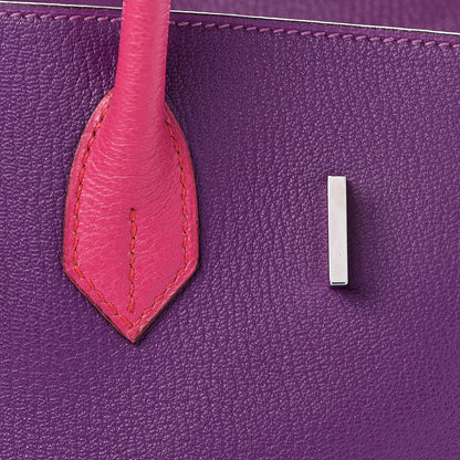 Hermes Chevre Mangalore Bi-Color Horseshoe Birkin 35 Ultraviolet Rose Tyrien 27 of 35