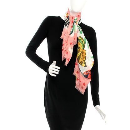 Gucci Modal Silk Garden Print Shawl White 2 of 5