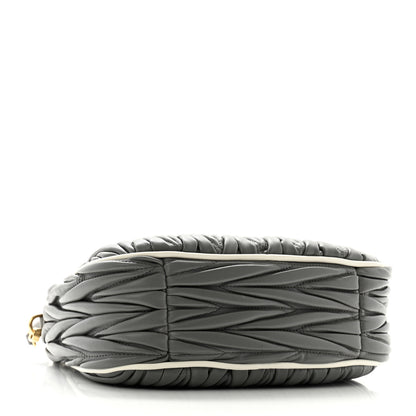 Miu Miu Nappa Matelasse Small Wander Hobo Marble Gray White 4 of 9