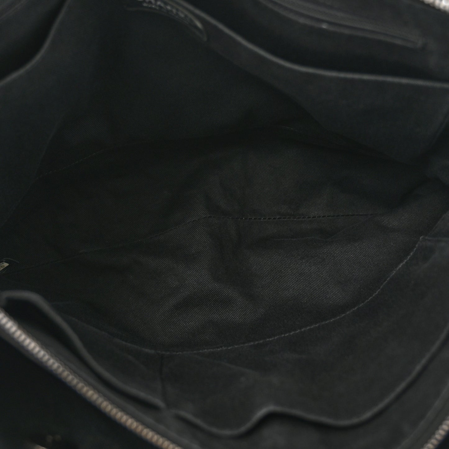Grained Vegetal Calfskin Urban Shopping Tote Black
