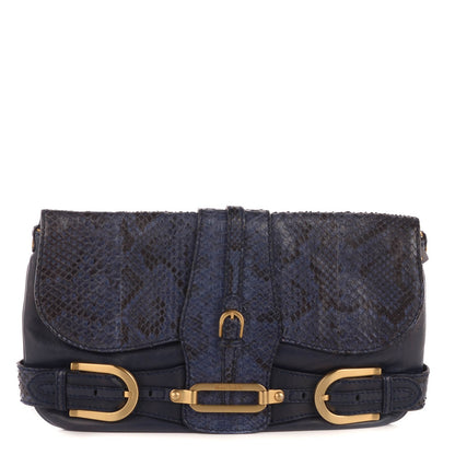 Jimmy Choo Python Troy Clutch Navy 1 of 8