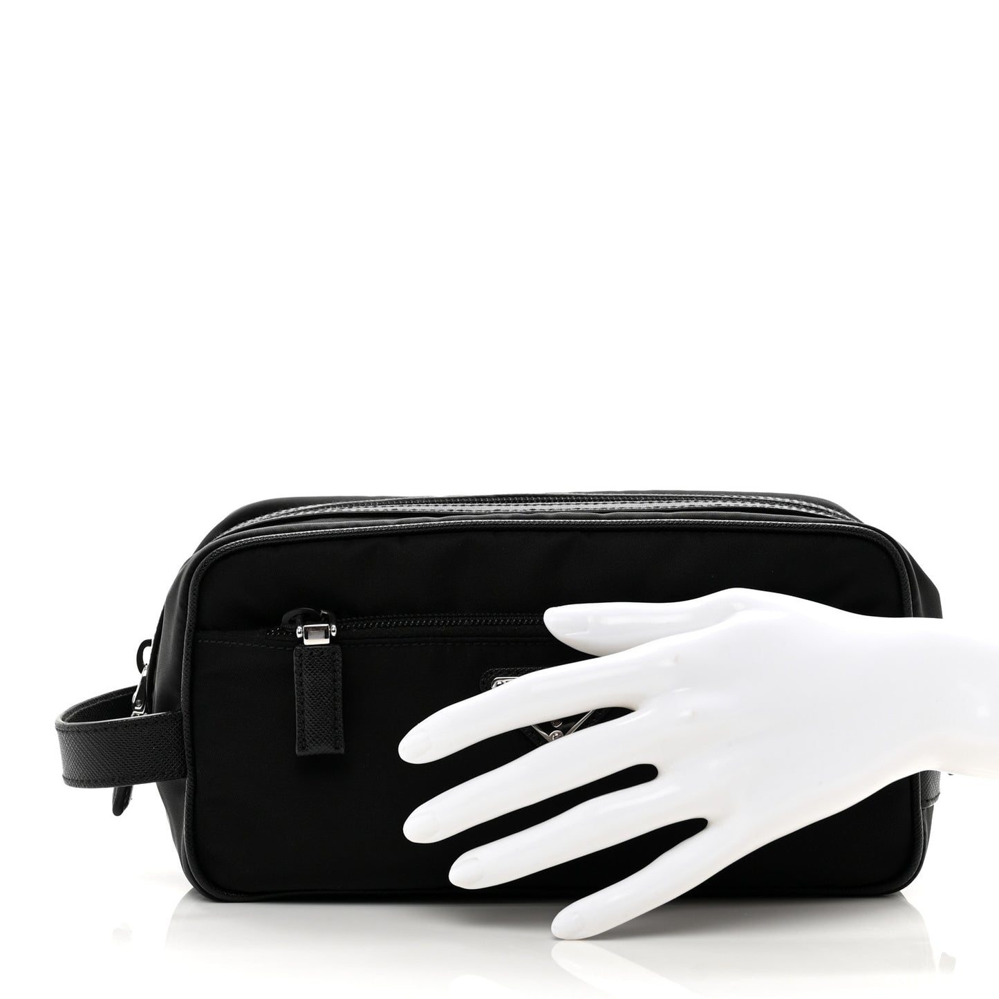 Re-Nylon Saffiano Travel Pouch Black
