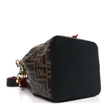 Fendi Vitello Grace F is Fendi Bi-Color FF 1974 Embossed Grande Mon Tresor Bucket Bag Maya Black Fragola 4 of 10