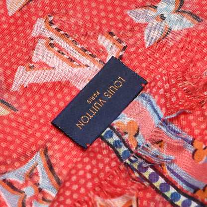 Louis Vuitton Silk Pop Monogram Stole Flamingo 5 of 5