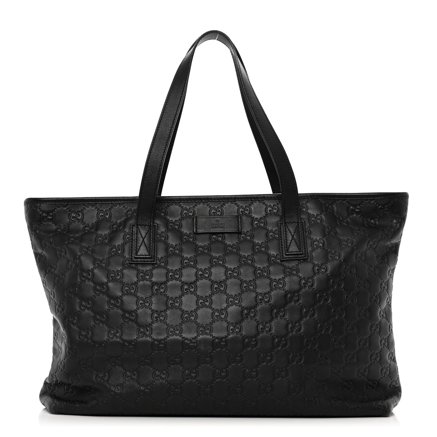 Gucci Guccissima Medium Zippered Shopping Tote Black 1 of 10