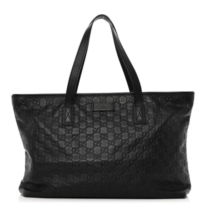 Gucci Guccissima Medium Zippered Shopping Tote Black 1 of 10