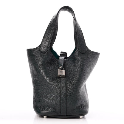 Hermes Taurillon Clemence Picotin Lock 18 PM Vert Fonce 1 of 8