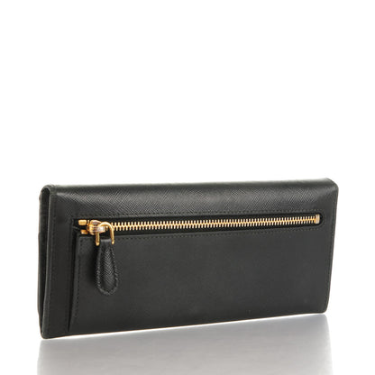 Prada Saffiano Metal Continental Flap Wallet Nero Black 3 of 8