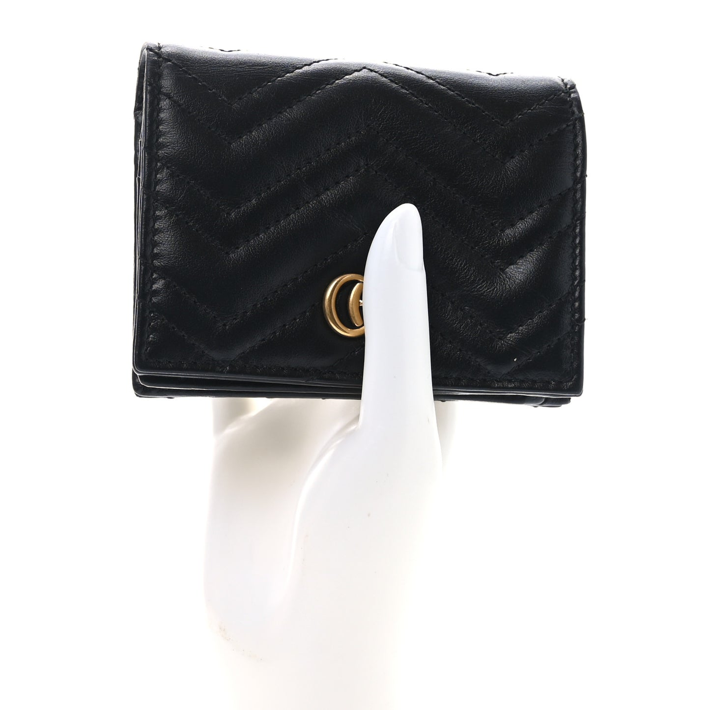Calfskin Matelasse GG Marmont Card Case Wallet Black