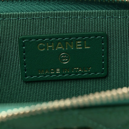 Chanel Iridescent Caviar Quilted Zipped Key Holder Case Green 6 of 8