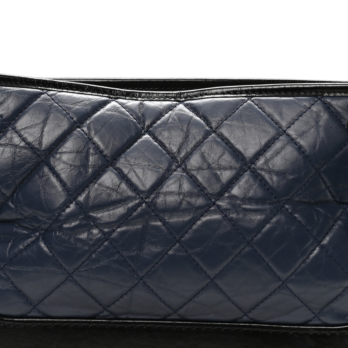 Aged Calfskin Quilted Medium Gabrielle Hobo Navy Black