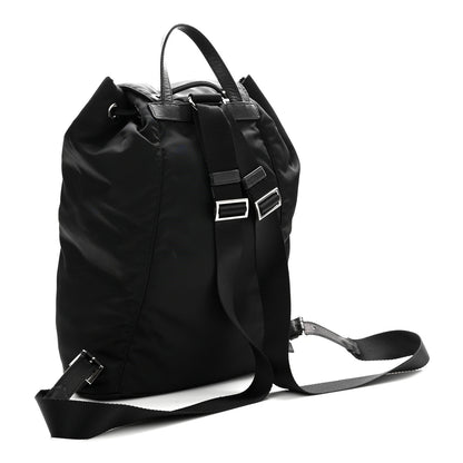 Prada Nylon Vela Saffiano Medium Cinch Backpack Black 2 of 10