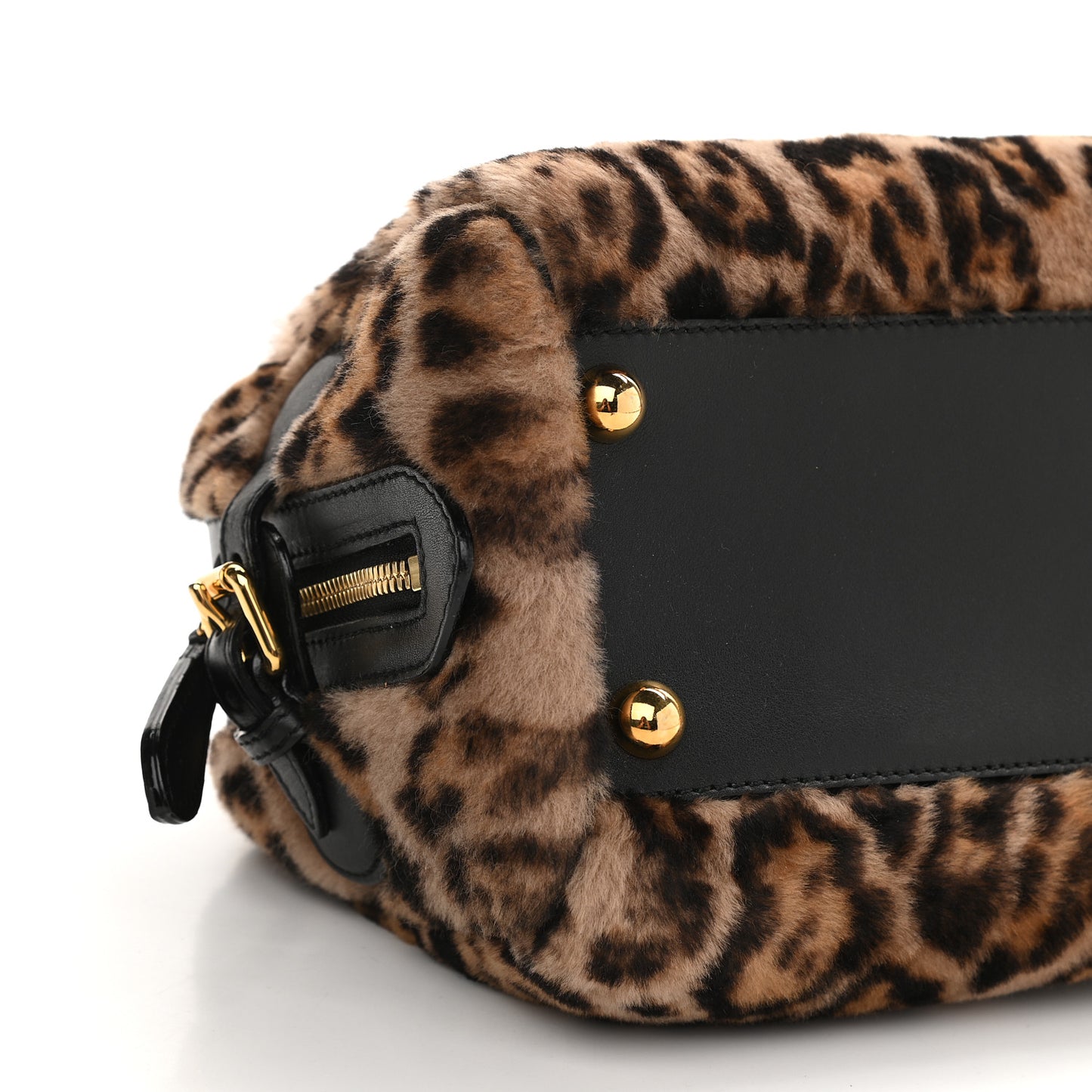 Prorsum Leopard Print Shearling Shoulder Bag Black