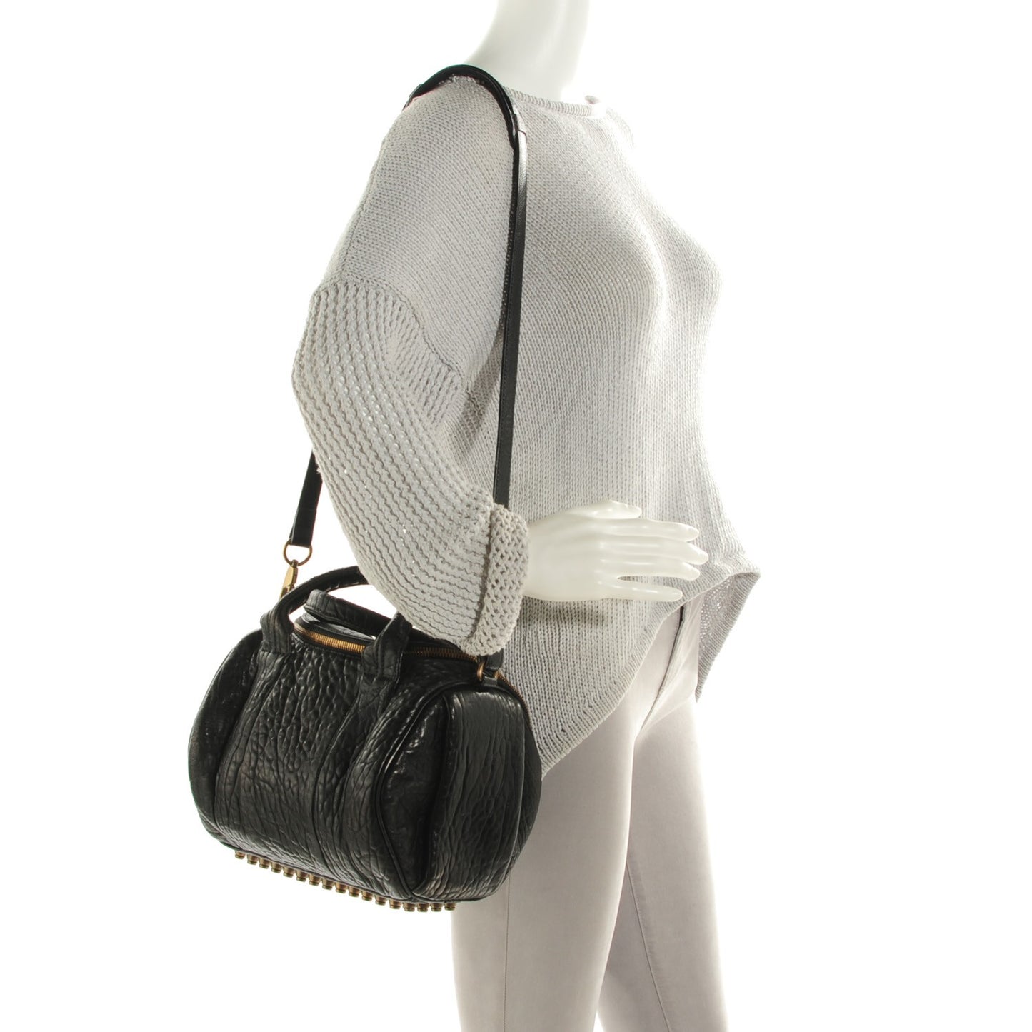 Pebbled Lambskin Rockie Black Antique Brass Hardware