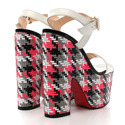 Christian Louboutin Jazz Patent Tresse Belle Tige 160 Platform Sandal White Fluo Rose 4 of 9