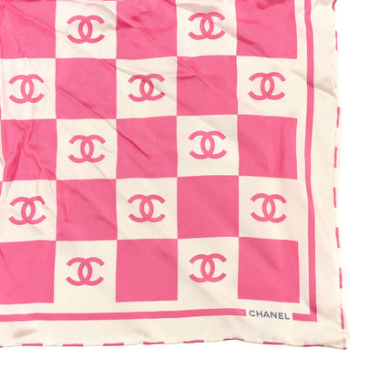 Chanel Silk CC Scarf Hair Tie Pink Ecru 3 of 4