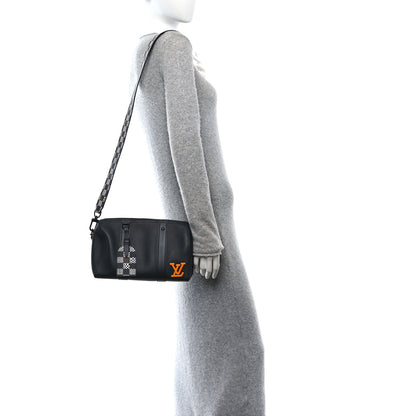 Louis Vuitton Calfskin Damier Distorted City Keepall Black 2 of 9