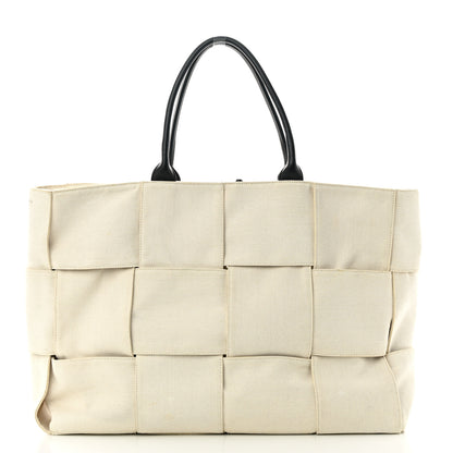 Bottega Veneta Canvas Intrecciato Large Arco Tote Beige Black 3 of 21