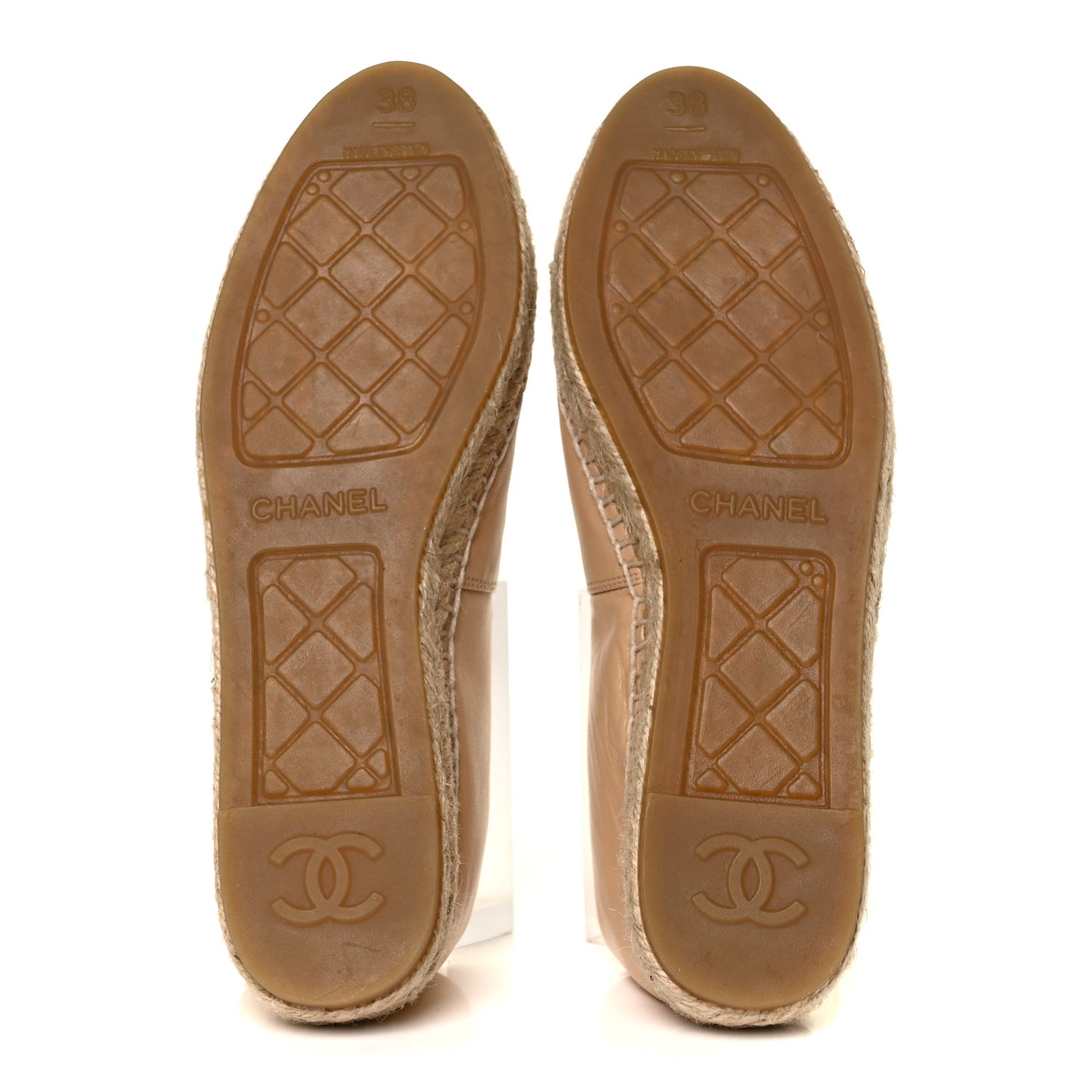 Lambskin CC Espadrilles 38 Beige Black