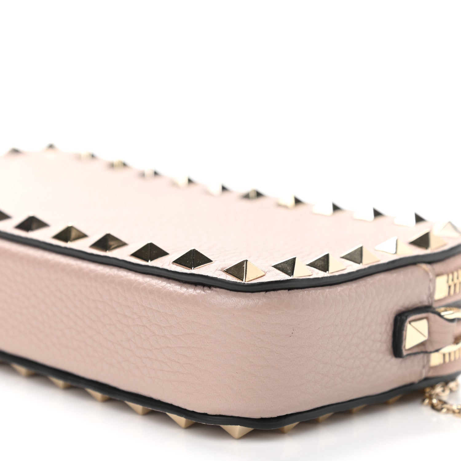 Valentino Garavani Pebbled Calfskin Rockstud Double Zip Camera Crossbody Bag Poudre 9 of 10