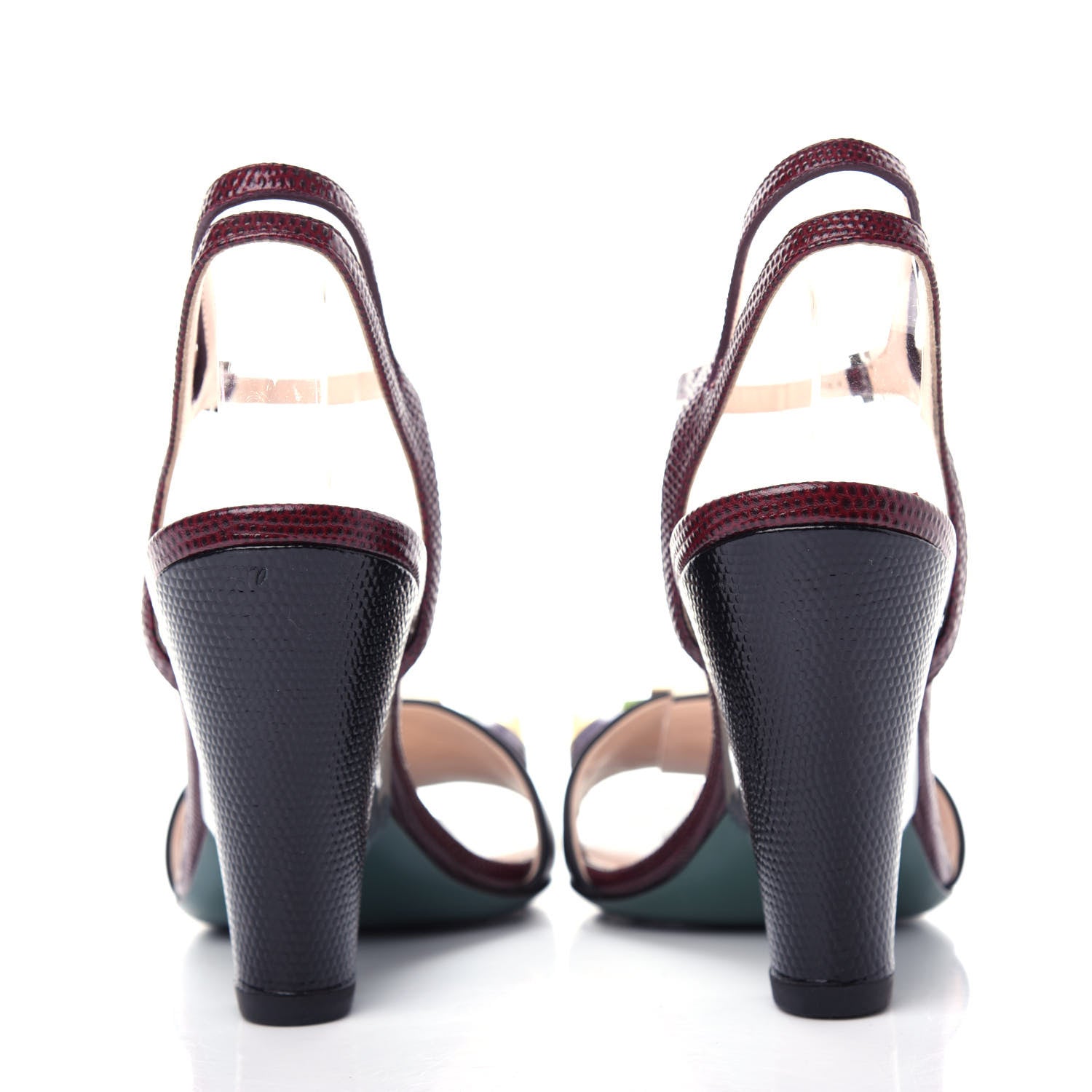 Fendi Calfskin Lizard Embossed Studded Colorblock Sandal 39 Multicolor 7 of 9