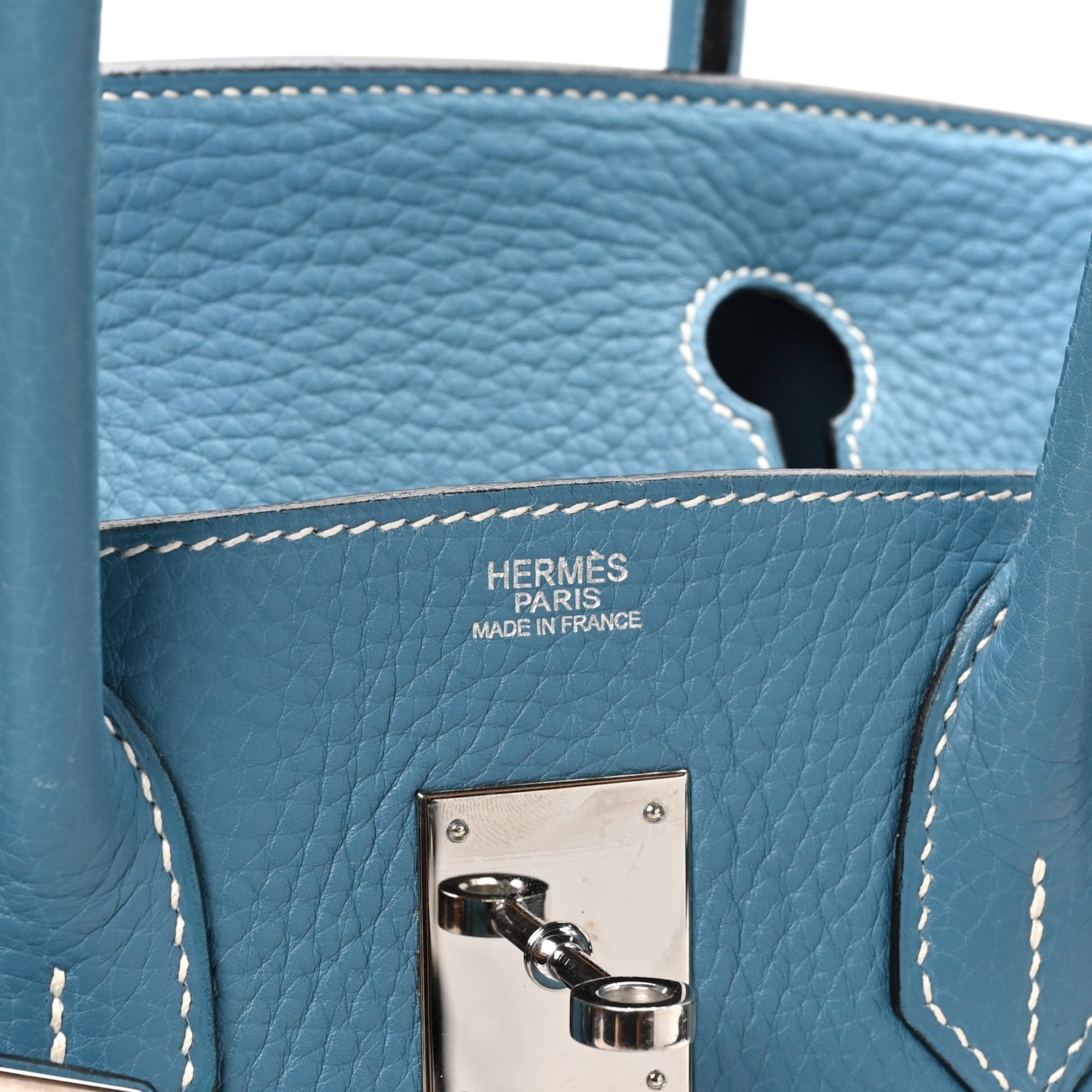 Hermes Taurillon Clemence Birkin 30 Blue Jean 7 of 11