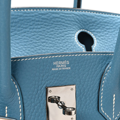 Hermes Taurillon Clemence Birkin 30 Blue Jean 7 of 11