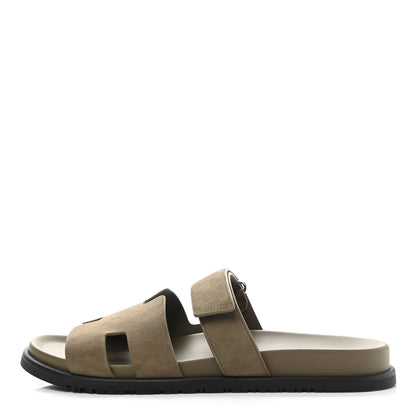 Hermes Suede Goatskin Mens Chypre Sandals 46 Vert Army 1 of 8