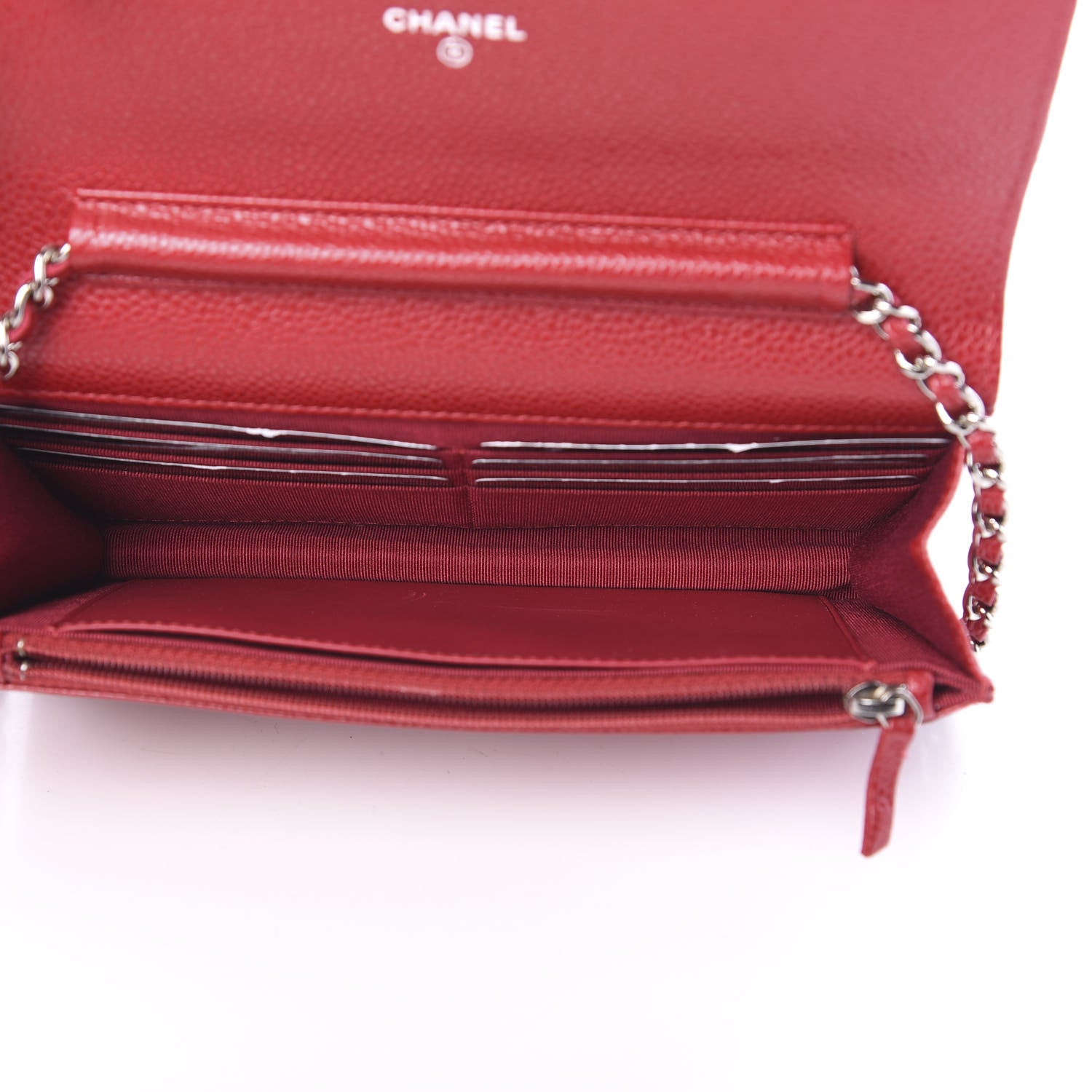Chanel Iridescent Caviar Quilted Wallet On Chain WOC Red 4 of 11