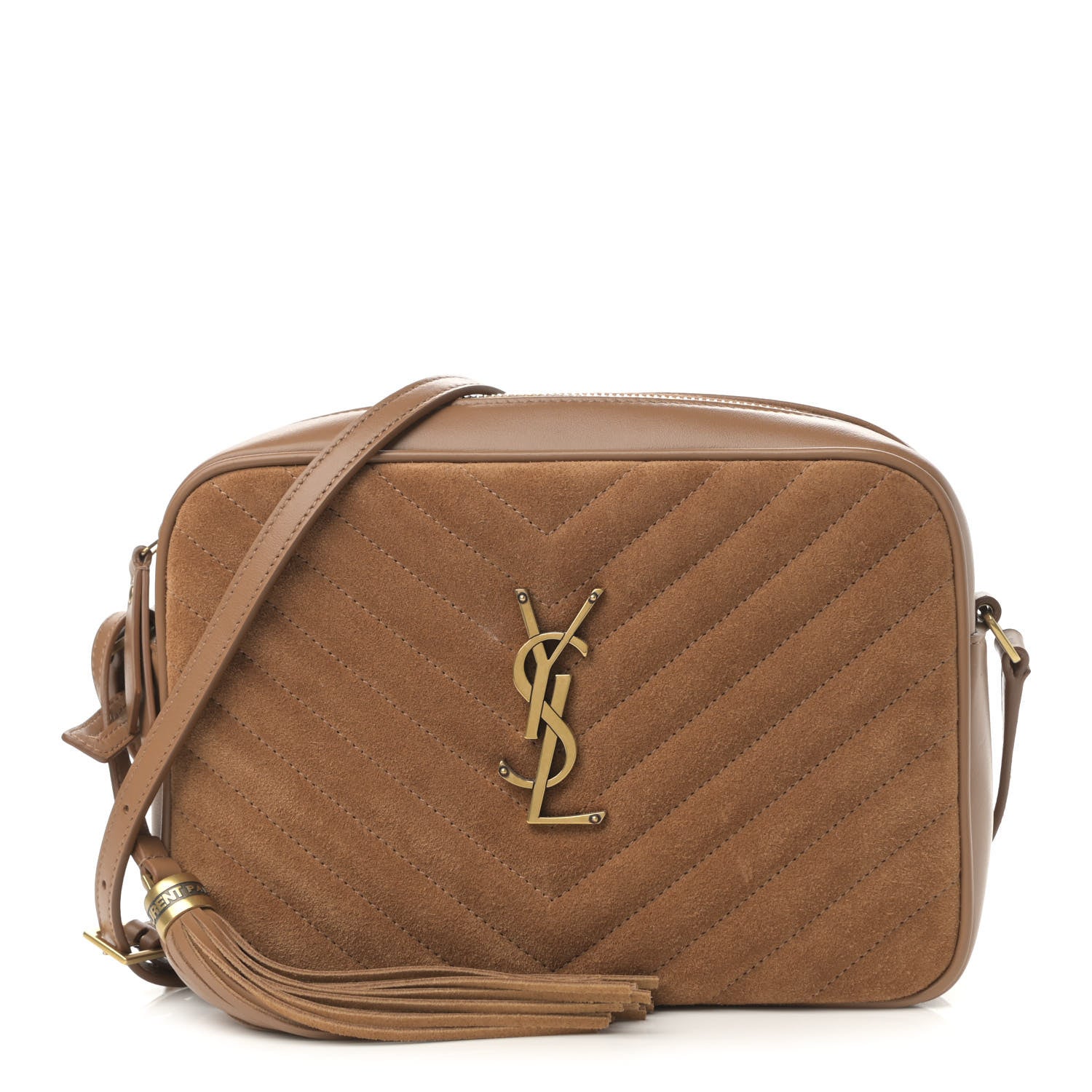 Saint Laurent Suede Matelasse Monogram Lou Camera Bag Cinnamon 1 of 10