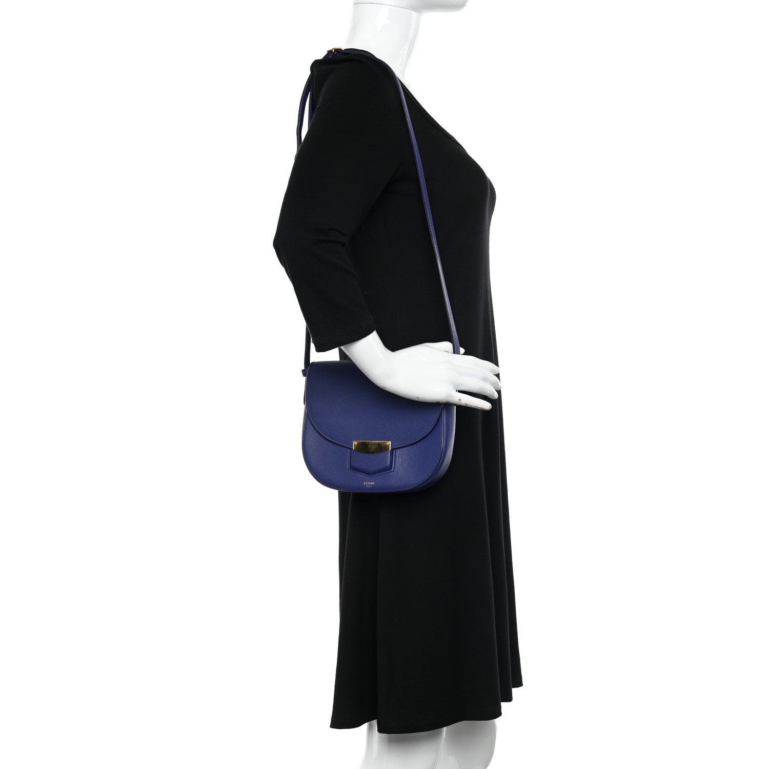 Celine Grained Calfskin Small Trotteur Indigo 2 of 11