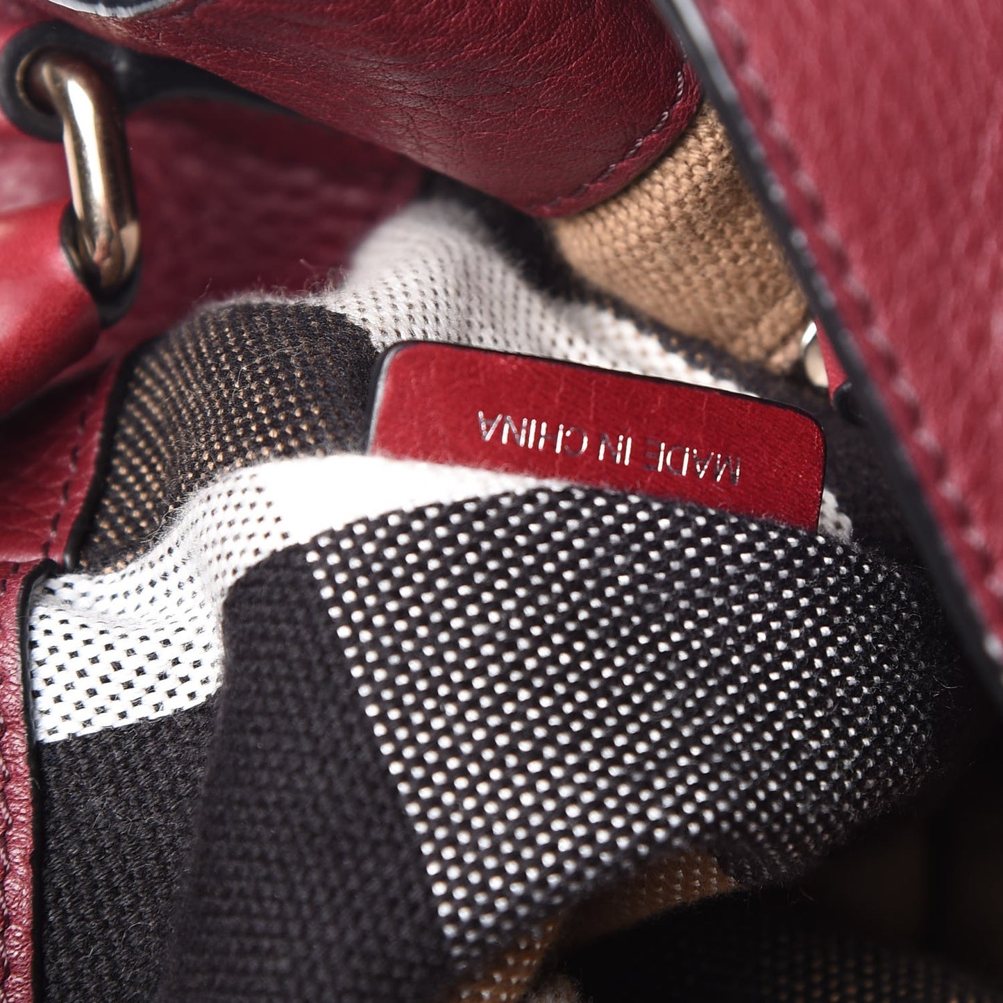 Grainy Calfskin House Check Small Maidstone Burgundy Red