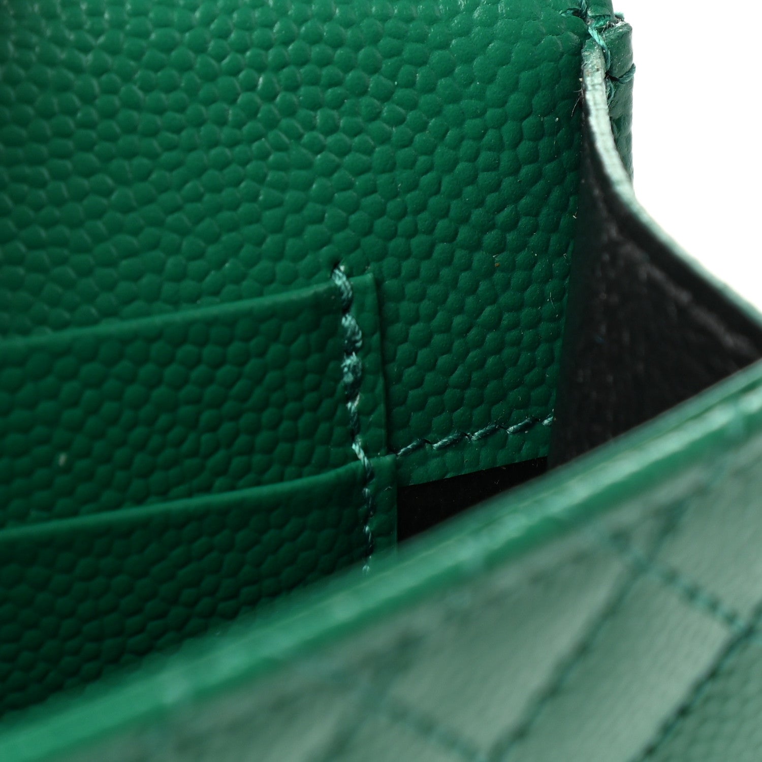 Saint Laurent Grain De Poudre Textured Mixed Matelasse Triquilt Small Monogram Envelope Wallet Green Field 8 of 9