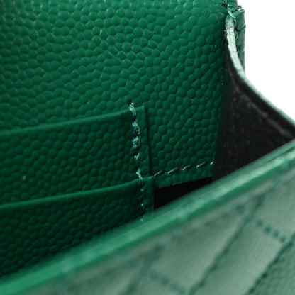 Saint Laurent Grain De Poudre Textured Mixed Matelasse Triquilt Small Monogram Envelope Wallet Green Field 8 of 9
