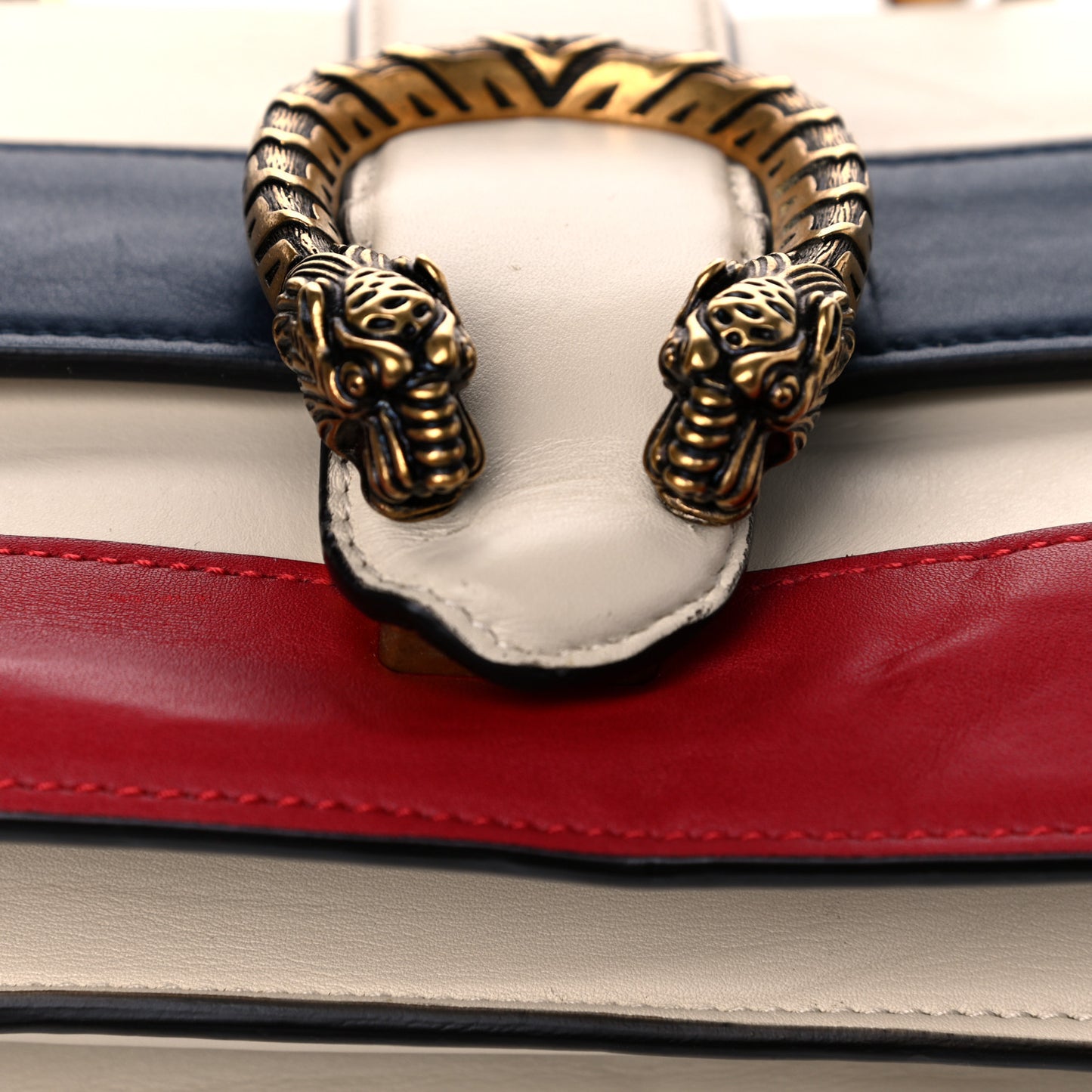 Calfskin Bamboo Web Mini Dionysus Top Handle Bag White Blue Hibiscus Red