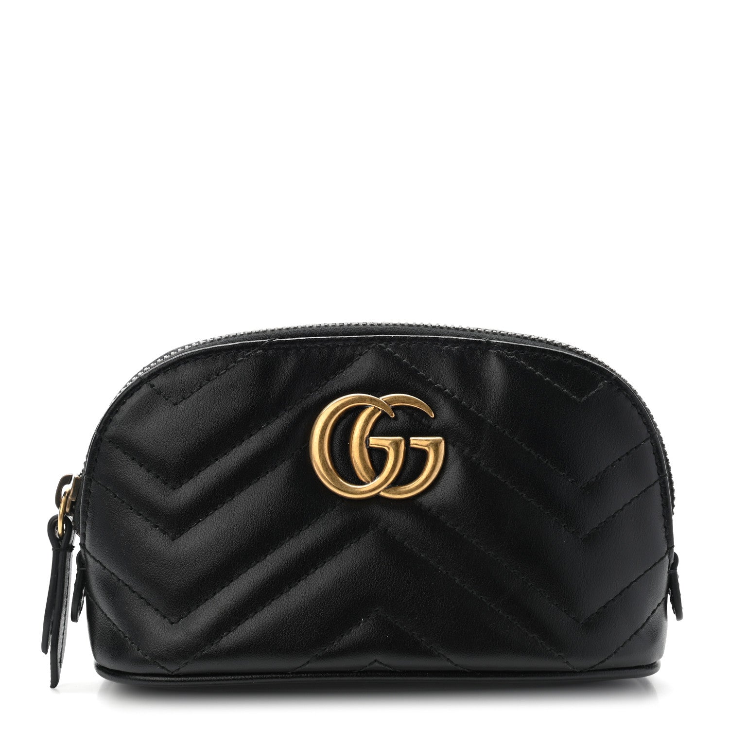 Gucci Calfskin Matelasse GG Marmont Pouch Cosmetic Case Black 1 of 7