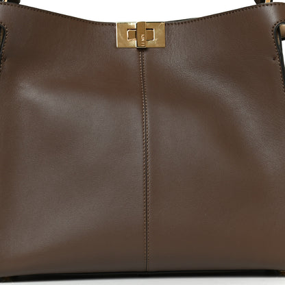 Fendi Vitello Seta Glazed Fabric FF 1974 Medium Peekaboo X-Lite Maya Mogano Panna 9 of 9
