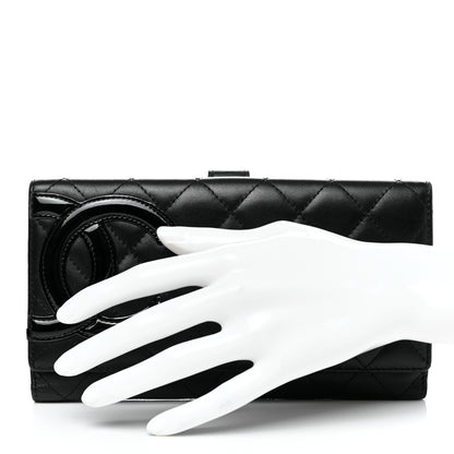 Chanel Calfskin Quilted Cambon Long Double Wallet Black 2 of 15