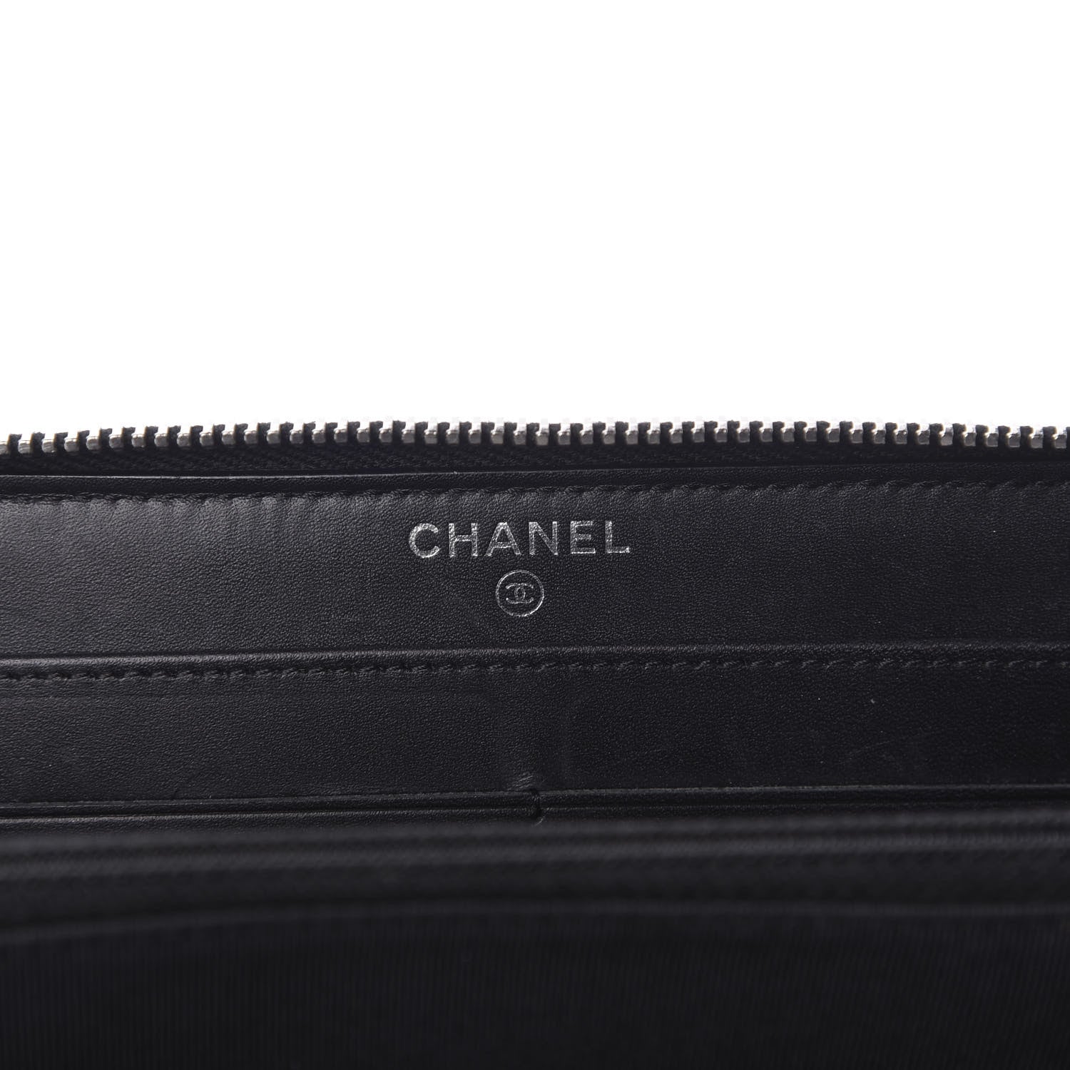 Chanel Glittered Calfskin Quilted Large Gusset Zip Wallet Black 8 of 10